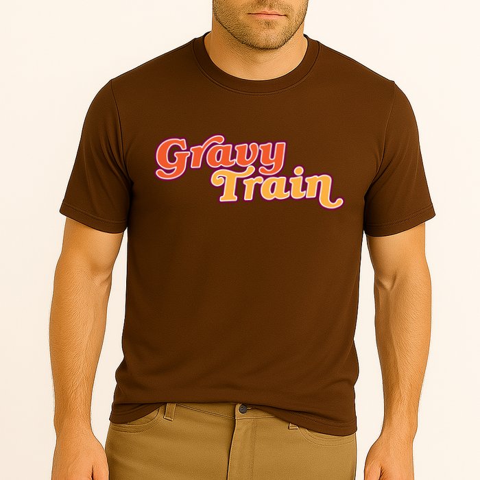 Gravy Train Retro Thanksgiving Cooling Performance Crew T-Shirt