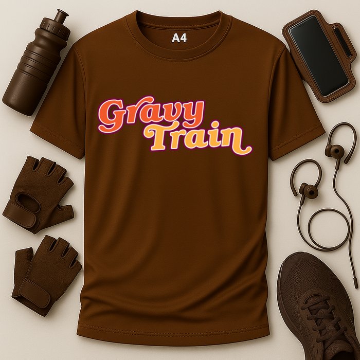 Gravy Train Retro Thanksgiving Cooling Performance Crew T-Shirt