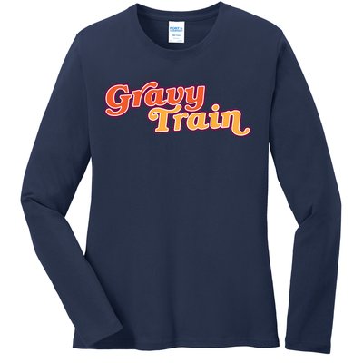 Gravy Train Retro Thanksgiving Ladies Long Sleeve Shirt