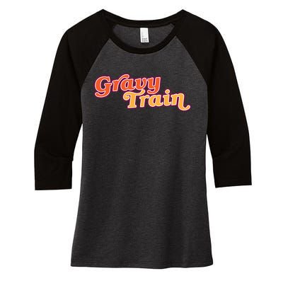 Gravy Train Retro Thanksgiving Women's Tri-Blend 3/4-Sleeve Raglan Shirt