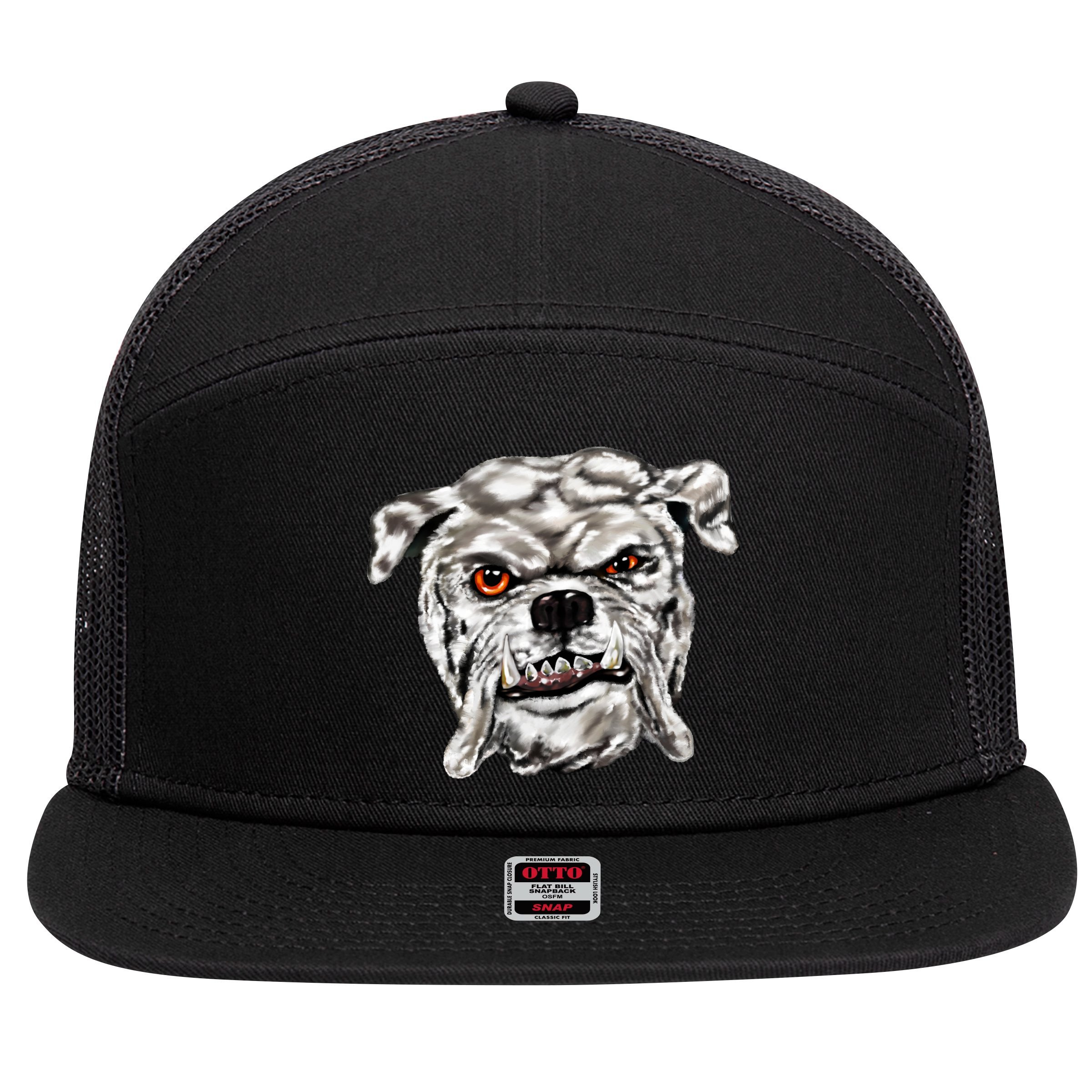 Gray Bulldog 7 Panel Mesh Trucker Snapback Hat