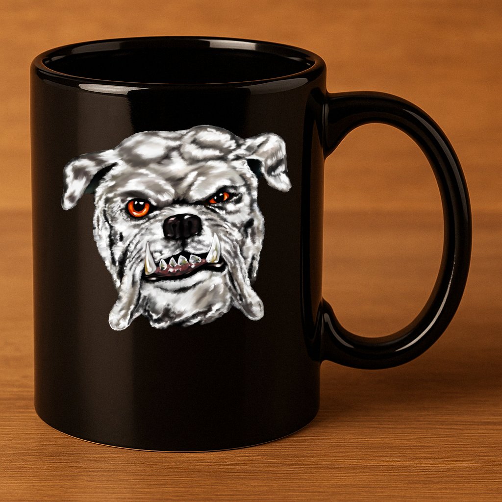 Gray Bulldog 11oz C Handle Ceramic Mug