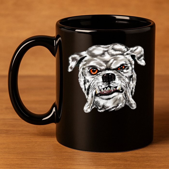 Gray Bulldog 11oz C Handle Ceramic Mug