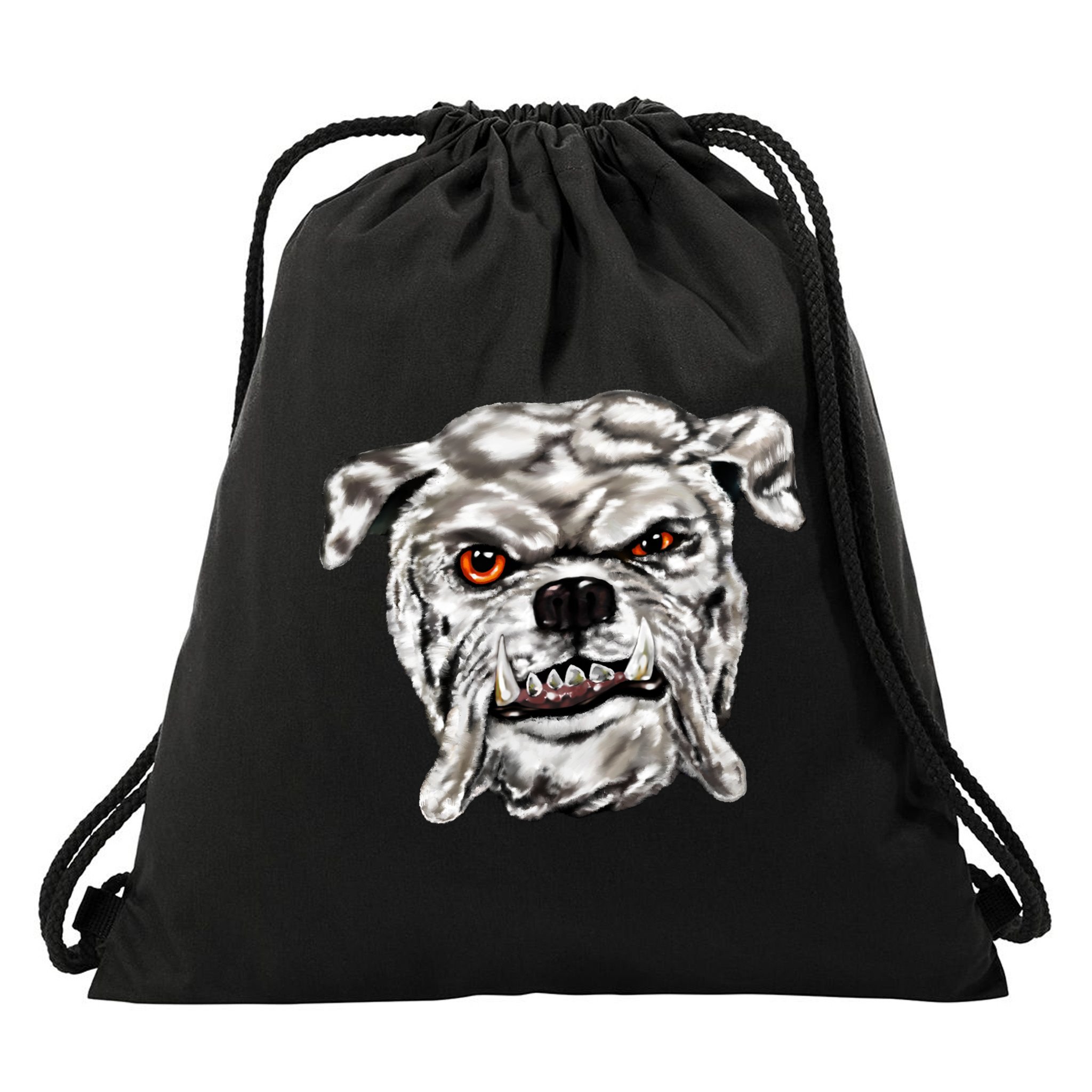 Gray Bulldog Drawstring Bag