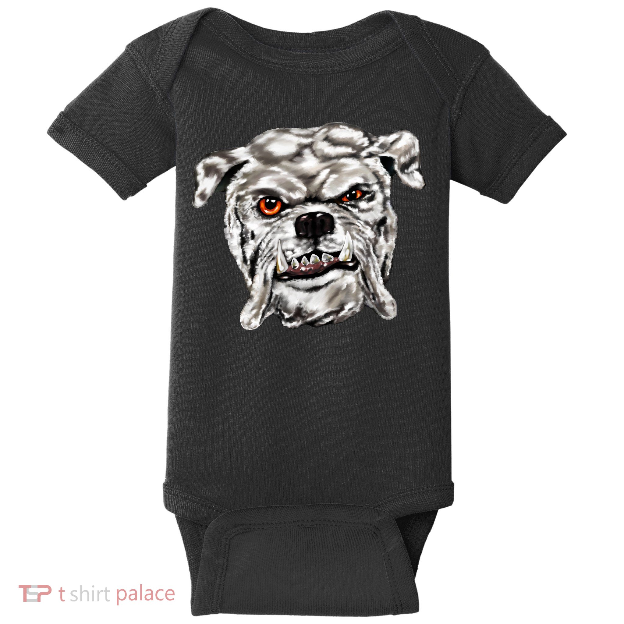 Gray Bulldog Baby Bodysuit