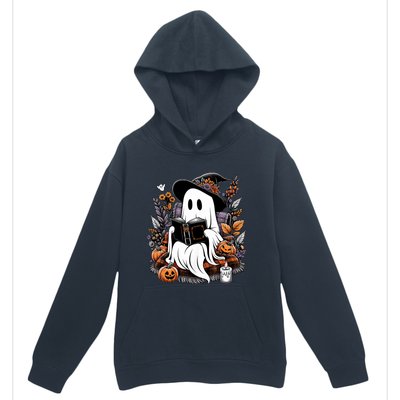 Ghost Reading Books Pumpkin Halloween Ghost Spooky Season Teacher Outfit Urban Pullover Hoodie