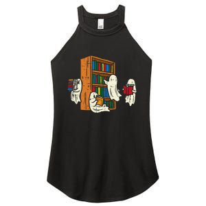 Ghosts Reading Books Teacher Halloween Librarian Boooks Women’s Perfect Tri Rocker Tank