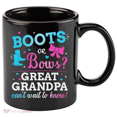 Gender Reveal Boots Or Bows Great Grandpa Baby Party 11oz C Handle Ceramic Mug