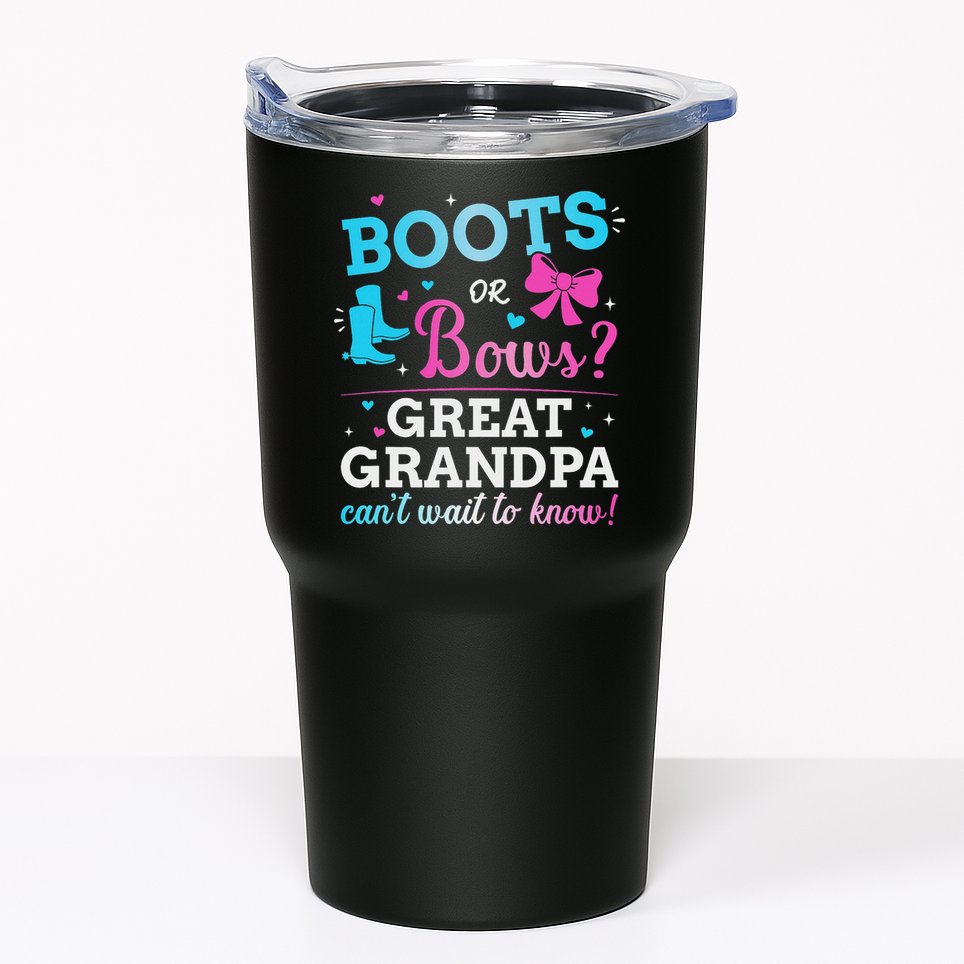Gender Reveal Boots Or Bows Great Grandpa Baby Party Tumbler