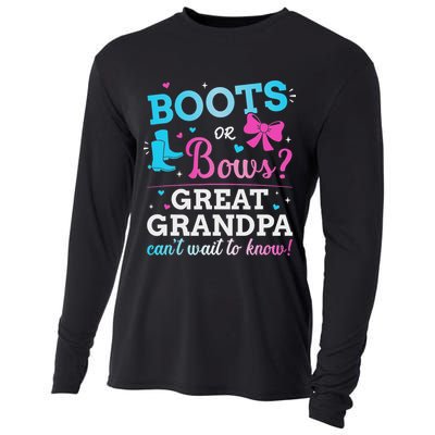 Gender Reveal Boots Or Bows Great Grandpa Baby Party Cooling Performance Long Sleeve Crew