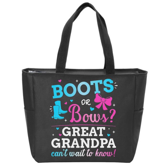 Gender Reveal Boots Or Bows Great Grandpa Baby Party Zip Tote Bag