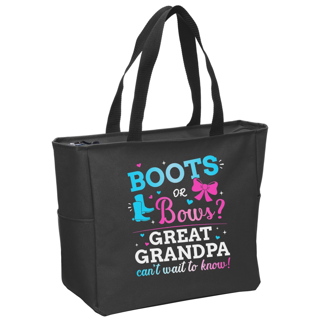 Gender Reveal Boots Or Bows Great Grandpa Baby Party Zip Tote Bag