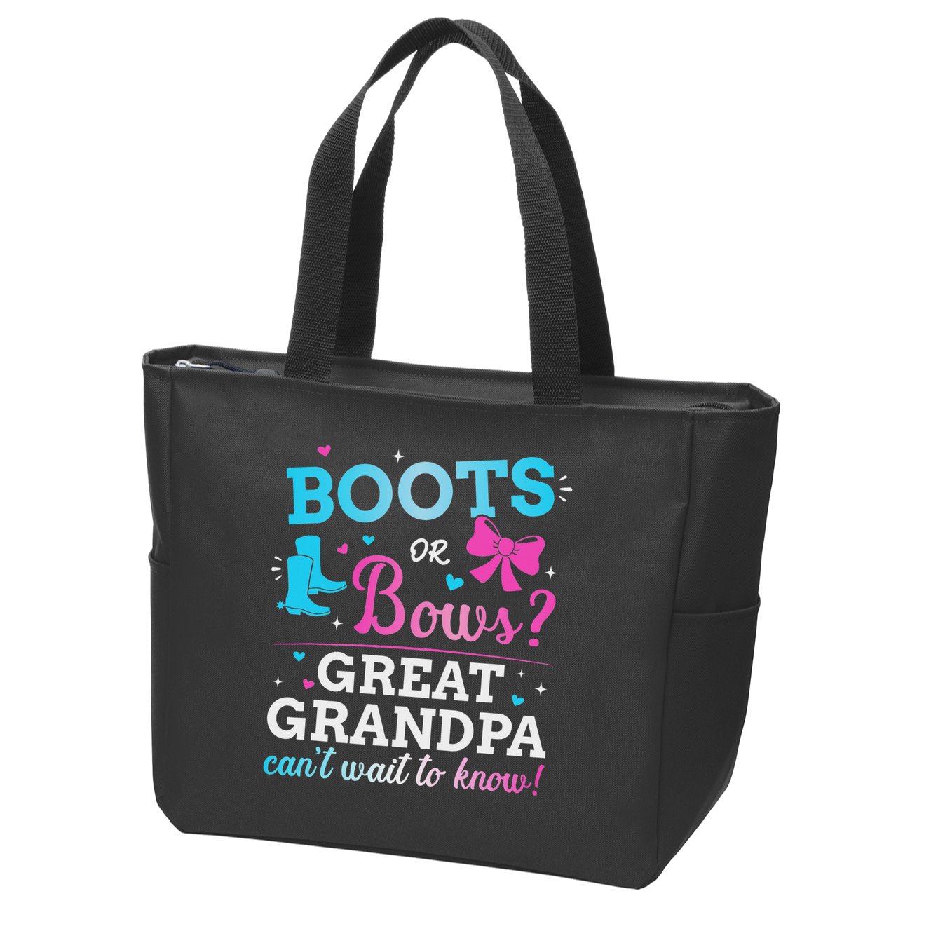 Gender Reveal Boots Or Bows Great Grandpa Baby Party Zip Tote Bag