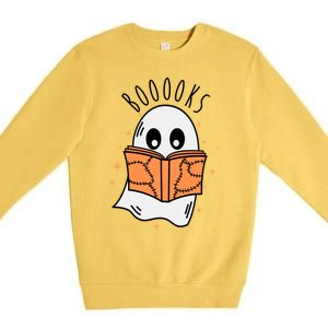 Ghost Reading Books Halloween Premium Crewneck Sweatshirt