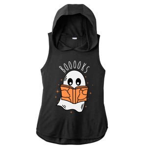 Ghost Reading Books Halloween Ladies PosiCharge Tri-Blend Wicking Draft Hoodie Tank