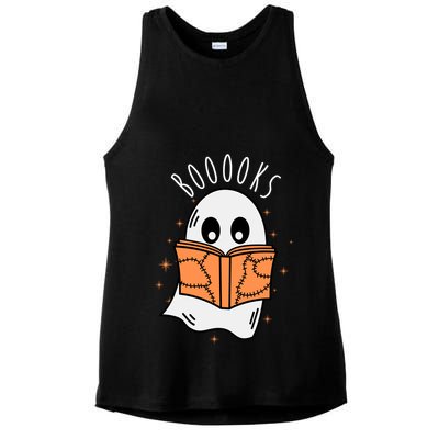 Ghost Reading Books Halloween Ladies PosiCharge Tri-Blend Wicking Tank