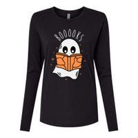 Ghost Reading Books Halloween Womens Cotton Relaxed Long Sleeve T-Shirt