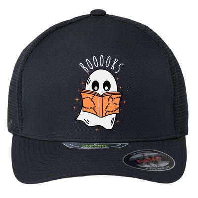 Ghost Reading Books Halloween Flexfit Unipanel Trucker Cap