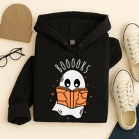 Ghost Reading Books Halloween Hoodie