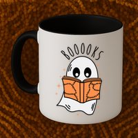 Ghost Reading Books Halloween Mug