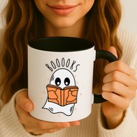 Ghost Reading Books Halloween Mug