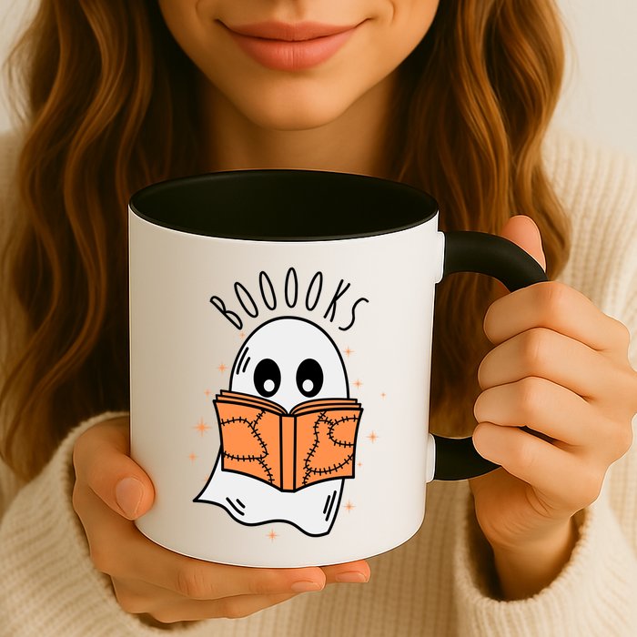 Ghost Reading Books Halloween Mug