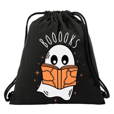 Ghost Reading Books Halloween Drawstring Bag