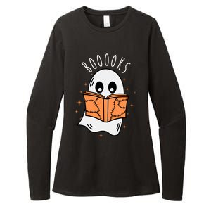 Ghost Reading Books Halloween Womens CVC Long Sleeve Shirt