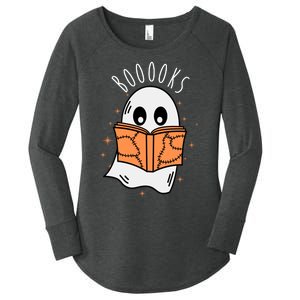 Ghost Reading Books Halloween Women's Perfect Tri Tunic Long Sleeve Shirt