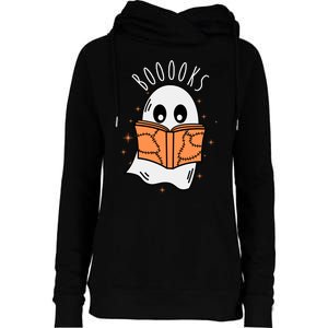 Ghost Reading Books Halloween Womens Funnel Neck Pullover Hood