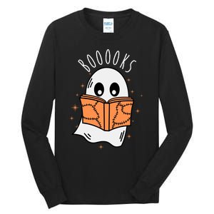 Ghost Reading Books Halloween Tall Long Sleeve T-Shirt