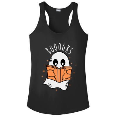 Ghost Reading Books Halloween Ladies PosiCharge Competitor Racerback Tank
