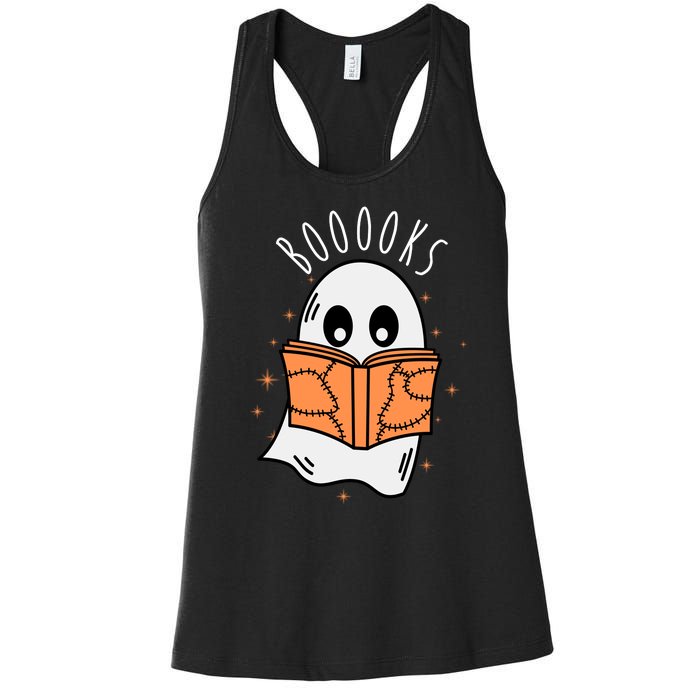 Ghost Reading Books Halloween Women's Racerback Tank