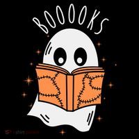 Ghost Reading Books Halloween Pom Pom 12in Knit Beanie
