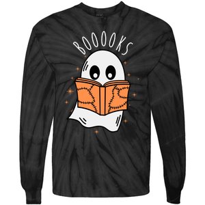 Ghost Reading Books Halloween Tie-Dye Long Sleeve Shirt