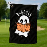 Ghost Reading Books Halloween Golf Towel