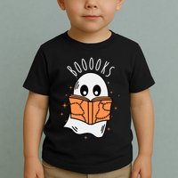 Ghost Reading Books Halloween Toddler T-Shirt