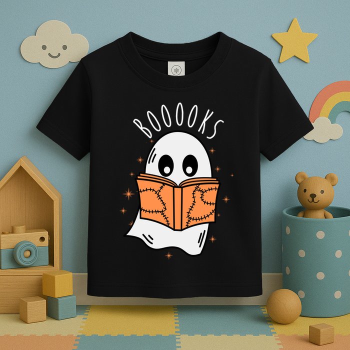 Ghost Reading Books Halloween Toddler T-Shirt