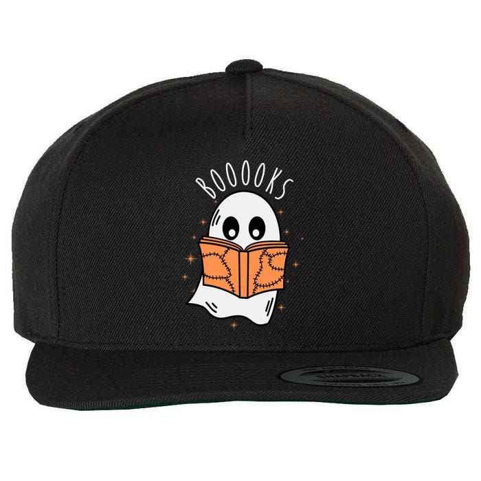 Ghost Reading Books Halloween Wool Snapback Cap