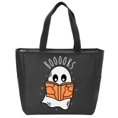 Ghost Reading Books Halloween Zip Tote Bag