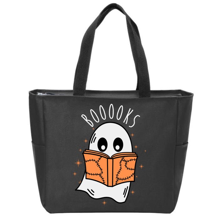 Ghost Reading Books Halloween Zip Tote Bag