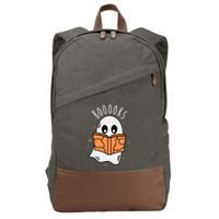 Ghost Reading Books Halloween Cotton Canvas Backpack
