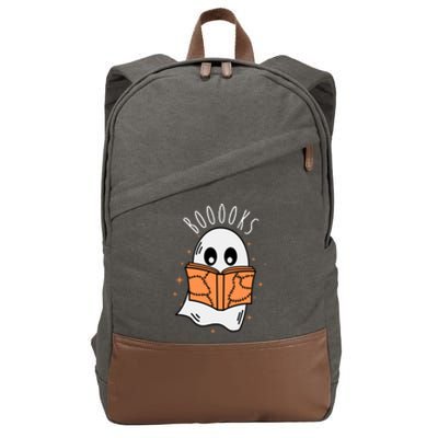 Ghost Reading Books Halloween Cotton Canvas Backpack