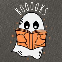 Ghost Reading Books Halloween Cotton Canvas Backpack