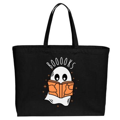 Ghost Reading Books Halloween Cotton Canvas Jumbo Tote