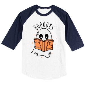 Ghost Reading Books Halloween Baseball Sleeve Shirt