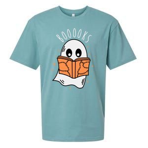 Ghost Reading Books Halloween Sueded Cloud Jersey T-Shirt