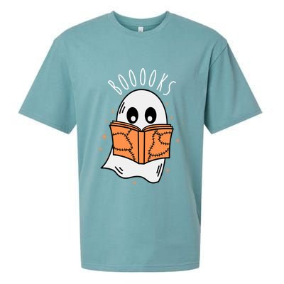 Ghost Reading Books Halloween Sueded Cloud Jersey T-Shirt