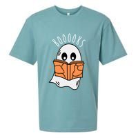 Ghost Reading Books Halloween Sueded Cloud Jersey T-Shirt