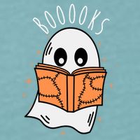Ghost Reading Books Halloween Sueded Cloud Jersey T-Shirt